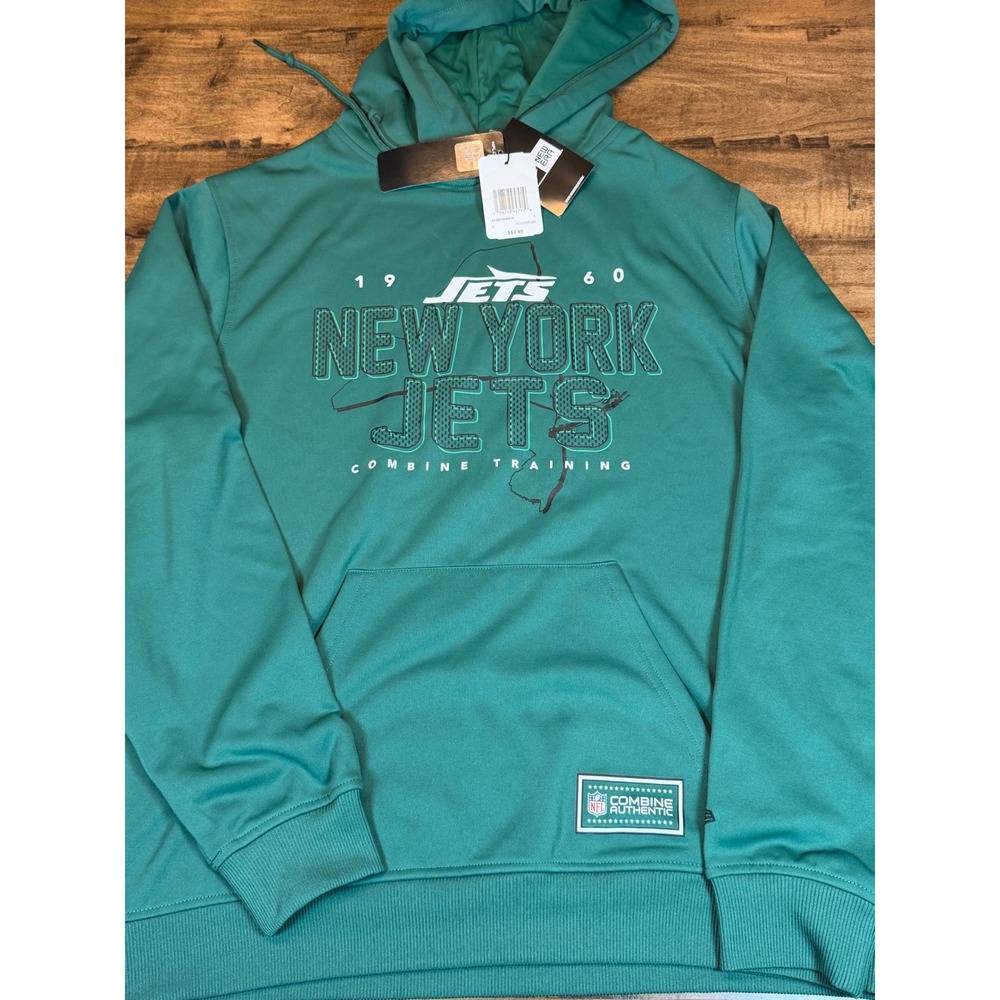 New Era NFL Combine Authentic New York Jets Hoodie Green Mens Large NWT